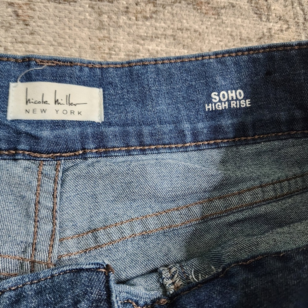 Nicole Miller New York Soho High Rise Denim Shorts Medium Wash Blue Size 6 - Picture 4 of 7